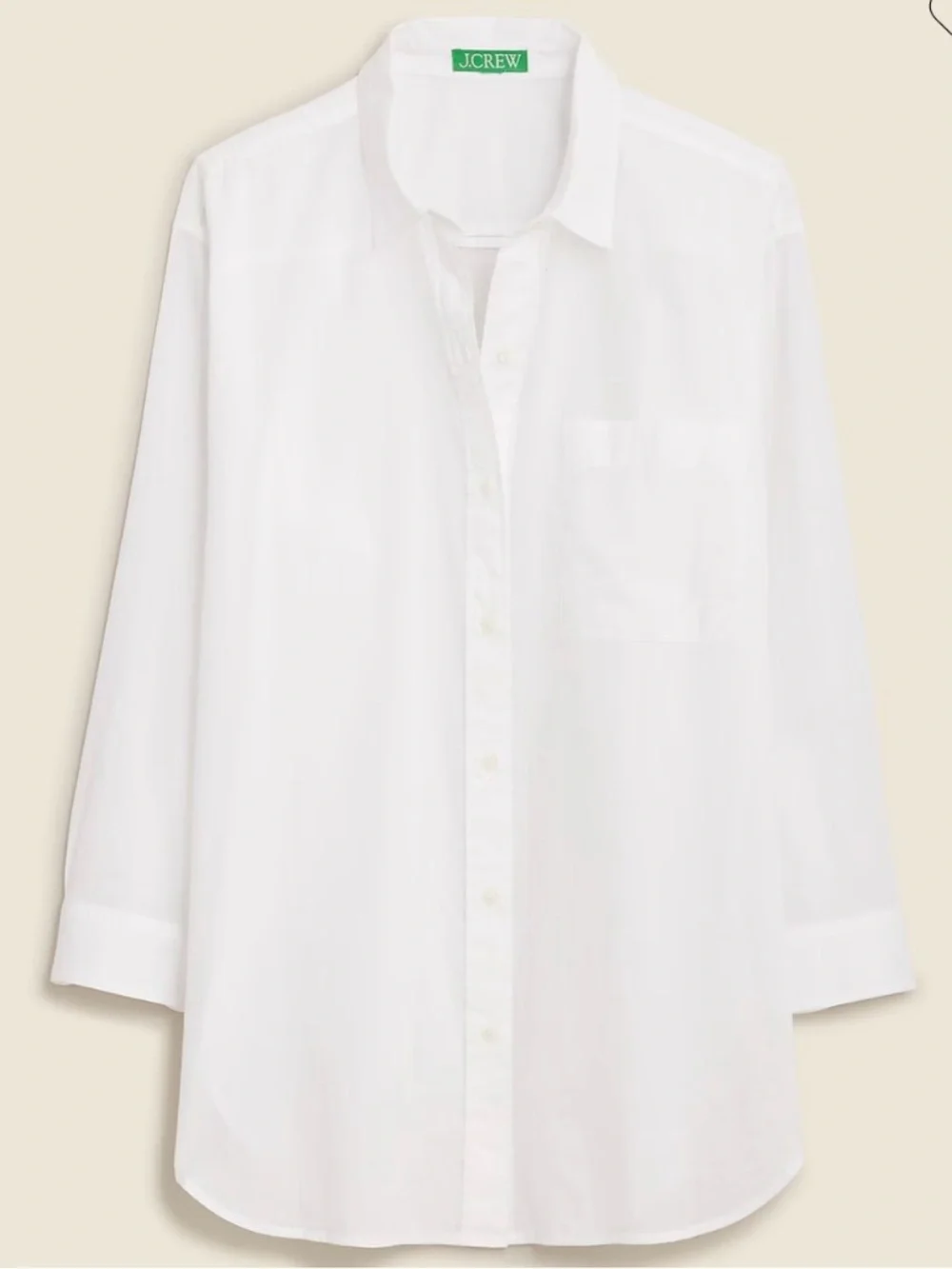 NWT! J.Crew White Button-up cotton voile shirt Size Large